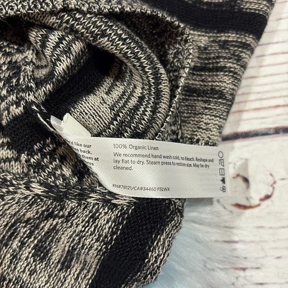 Eileen Fisher Organic Linen crewneck sweater marled black & cream petite fit - Picture 10 of 10